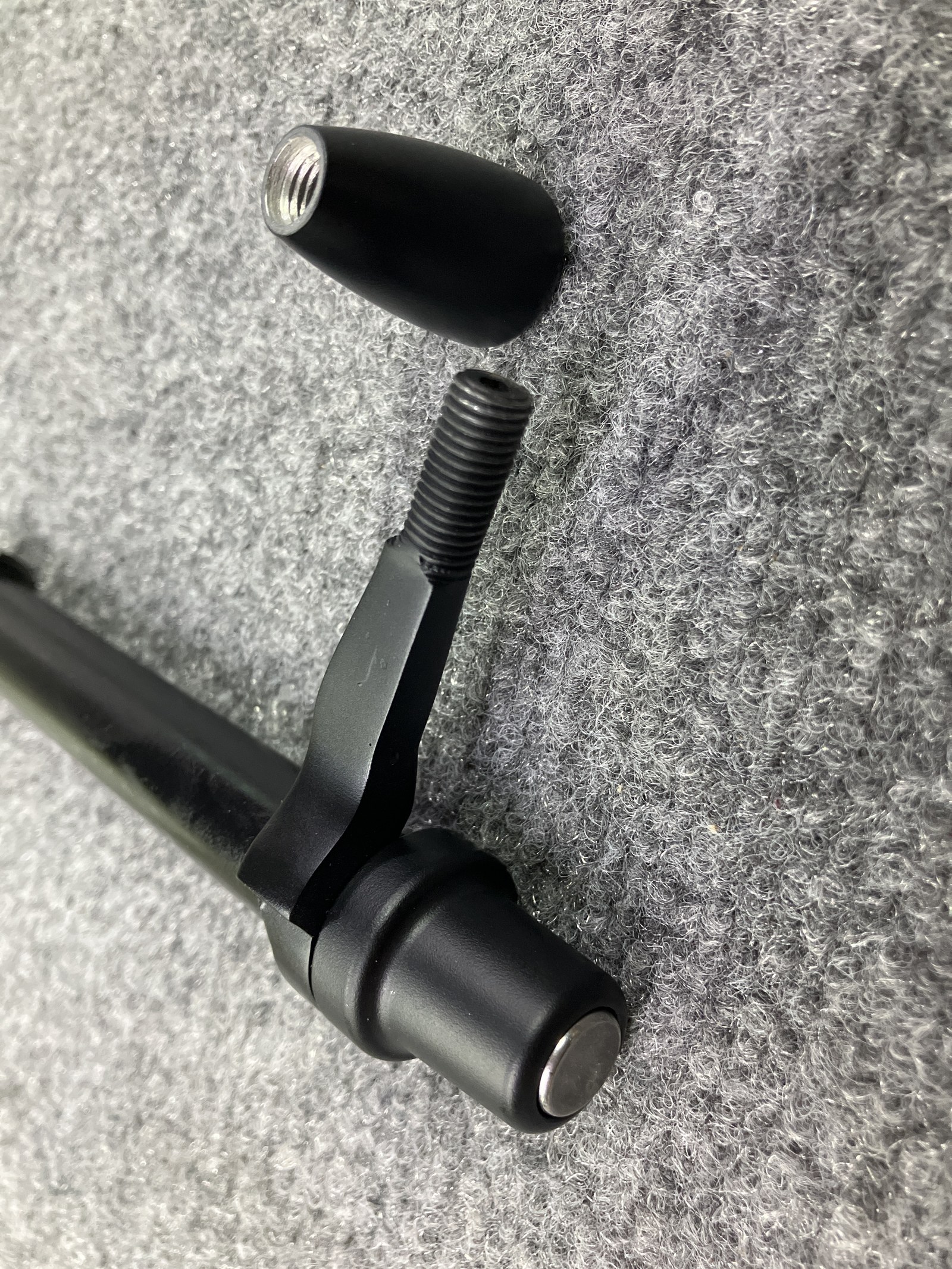 Threaded Remington 700 bolt handle with PTG teardrop knob shown separately