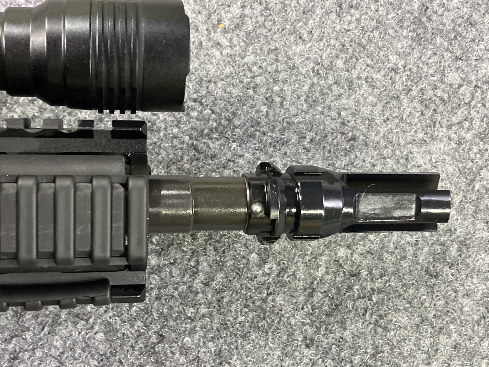 Bottom view of pin and weld at the 6 o'clock position