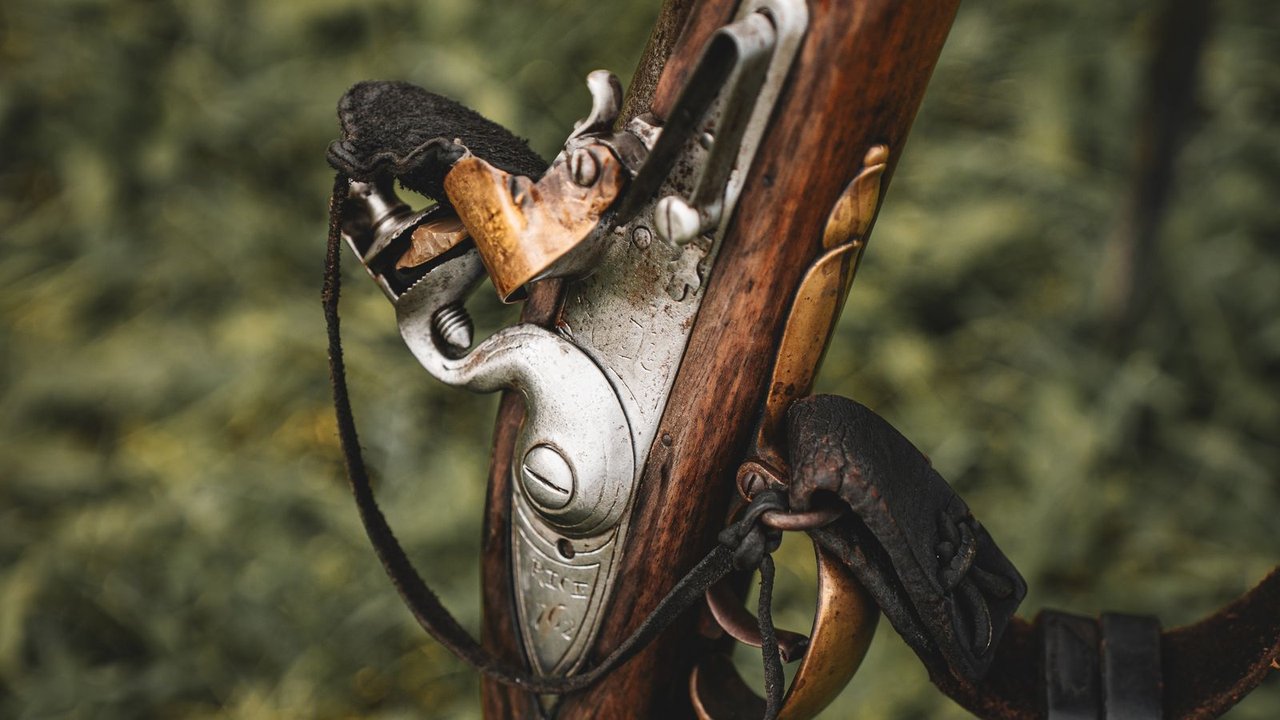 Close-up of a classic rifle action and stock